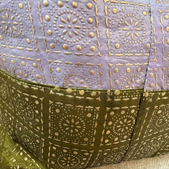 Artisan Thai Boho Bag Purple/green with black Cotton-strap Wooden Beads & Button - Picture 6 of 13